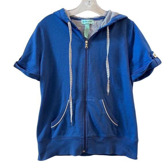 Silver Wear Jackets & Blazers - Silver Wear Women's Short Sleeve Zip-Up Hoodie Jacket Blue Size S
